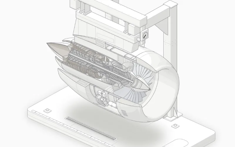 Turbofan ground run · Anatomy preview