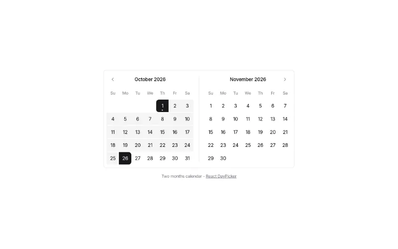 Calendar & Date picker: calendar, range calendar, date preview