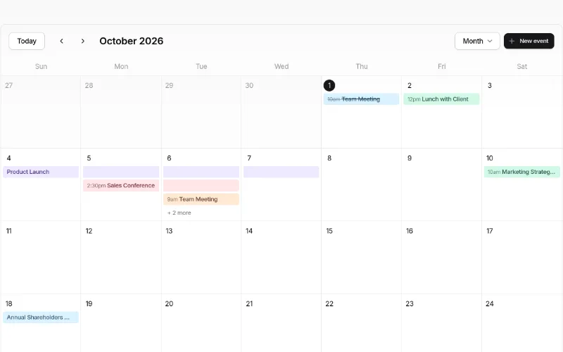 Event calendar: calendar preview